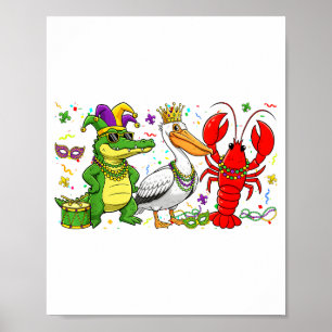 Affiche Abc Alligator Pélican Écrevisse Louisiane Drôle Ma