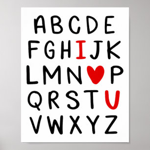 Affiche Abc Alphabet I Love You English Enseignant Valenti