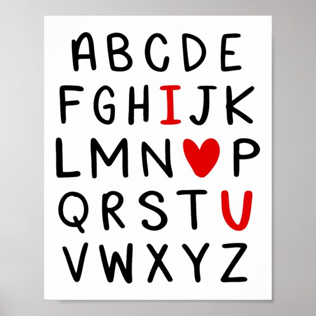 Affiche Abc Alphabet I Love You English Enseignant Valenti (Devant)