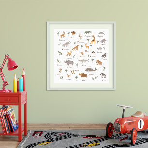 Affiche ABC Learning Wild Animaux