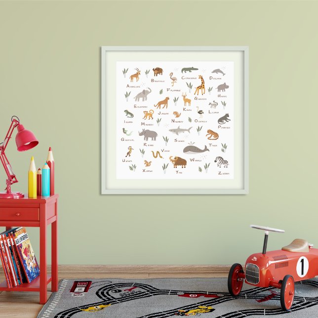 Affiche ABC Learning Wild Animaux (Learn ABC Kids Jungle Safari Animals Alphabet Poster ©Susanne Sachers - Sunny Mind Design 🌞)