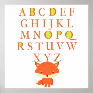 Affiche ABC pour enfants avec un mignon Fox