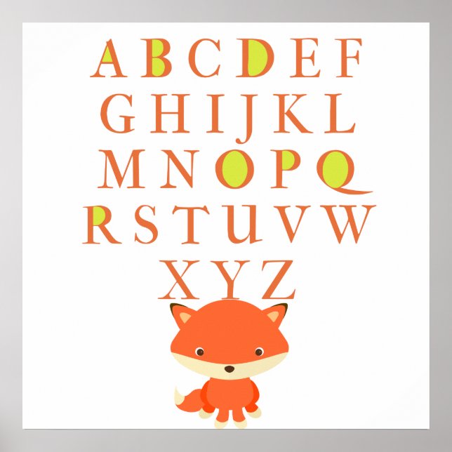Affiche ABC pour enfants avec un mignon Fox (Devant)