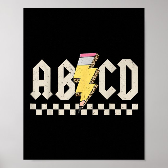 Affiche Abcd Crayon Éclair Enseignant Retour À L'école  (Devant)