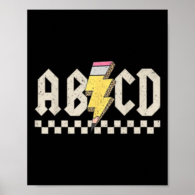 Affiche Abcd Pencil Lightning Bolt Back To School Teachers (Devant)