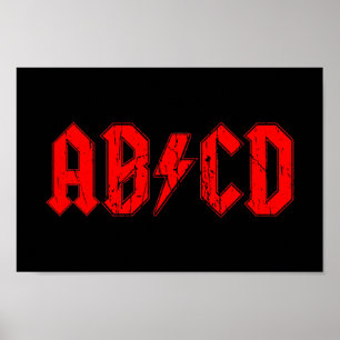 Affiche ABCD rock musique drôle symbole faux acdc blague é