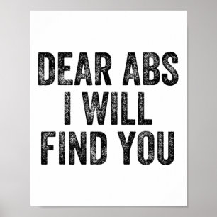 Affiche Abdos chéris je te trouverai Gym Haltérophile Cult