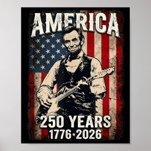 Affiche Abe Lincoln 16e président vintage jouant de la gui