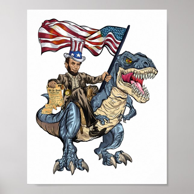 Affiche Abe Lincoln Murica T- Rex Funny 4 juillet USA Fl (Devant)