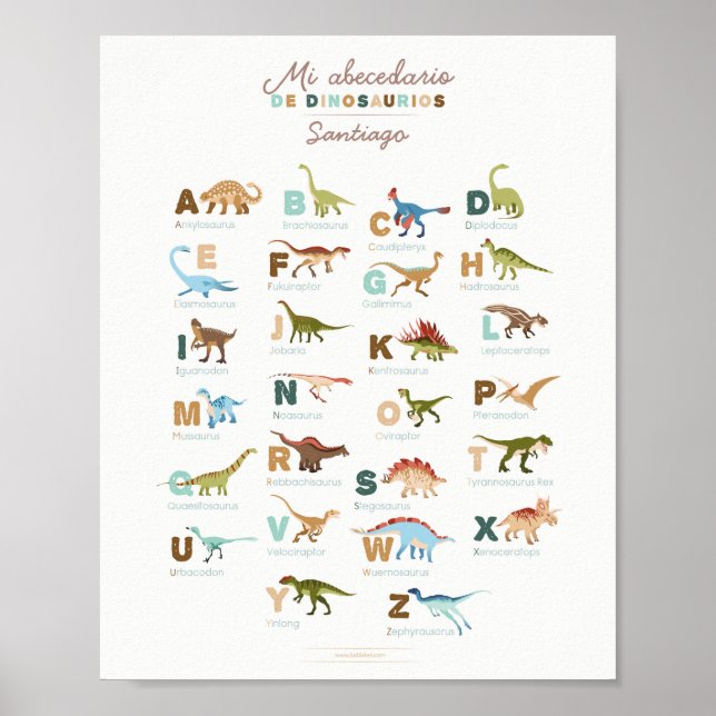 Affiche Abecedario Dinosaurios (Español) (Devant)