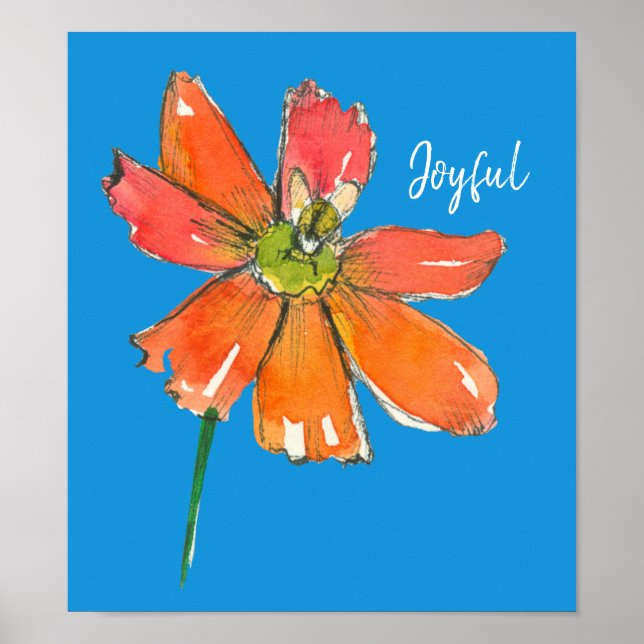 Affiche Abee Joyful Orange Daisy Flower Mots positifs (Devant)