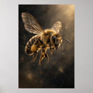 Affiche Abeille à Miel en Vol avec Mur de la Nature Pollen