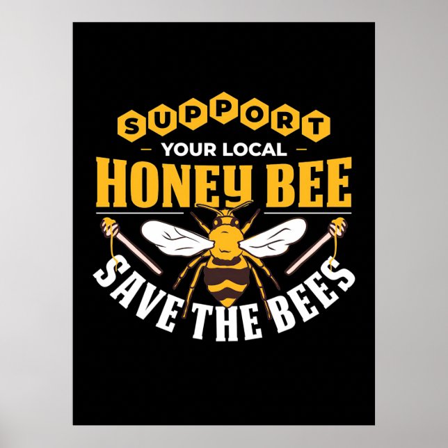 Affiche Abeille à miel Sauver les abeilles (Devant)