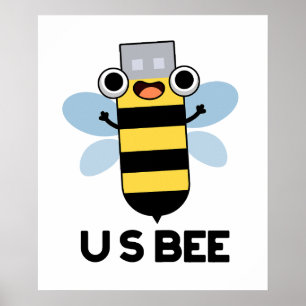 Affiche Abeille américaine drôle clé USB jeu de mots techn