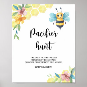 Affiche Abeille - chasse à la suce jeu de baby shower