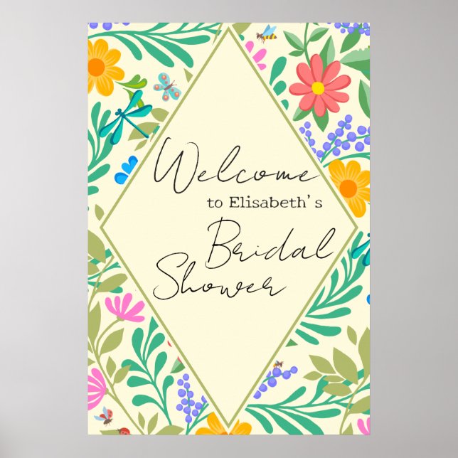 Affiche Abeille de miel, coccinelle, papillon, libellule & (Devant)