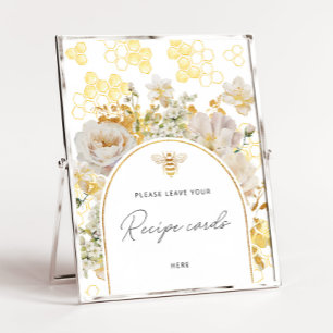 Affiche Abeille fleur sauvage laissez votre carte de recet