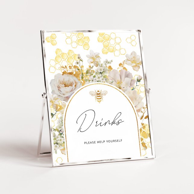 Affiche Abeille fleurie d'or Boissons vous aider (Créateur téléchargé)