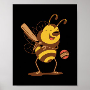 Affiche Abeille jouant au cricket