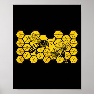 Affiche Abeille miel fleur sauvage sauve abeille botanique