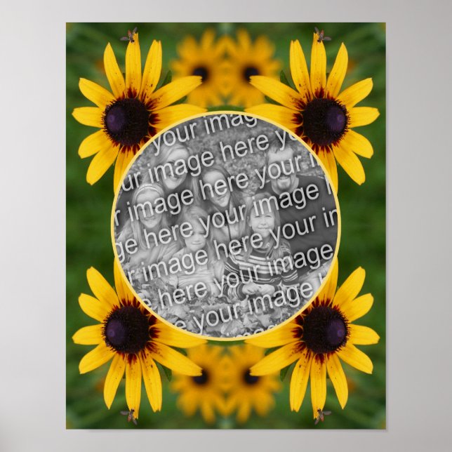 Affiche Abeille Sur Black Eyed Susan Flower Ajouter votre  (Devant)