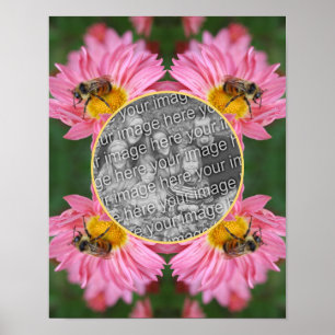Affiche Abeille Sur Le Cadre Fleur Rose Daisy Ajouter Votr