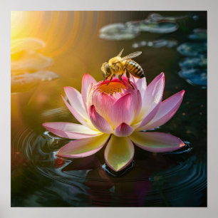 Affiche Abeille sur Lotus Flower