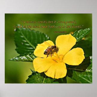 Affiche Abeille sur une fleur, Proverbes 16:24