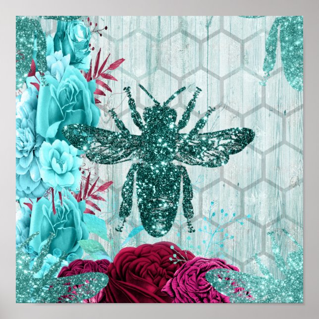Affiche Abeille turquoise (Devant)