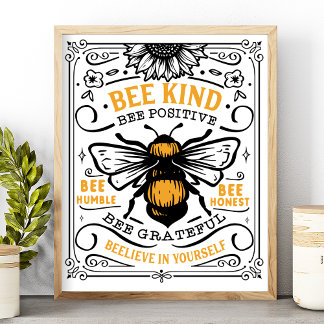 Affiche Abeille Type Abeille Positif Abeille Humble mignon