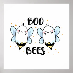 Affiche Abeilles de Boo Ghost mignonnes - Drôle Halloween 