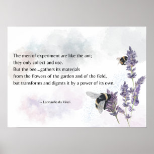 Affiche Abeilles en Lavande avec Citation Da Vinci Imprime