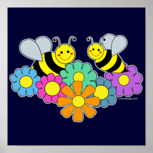 Affiche Abeilles et fleurs