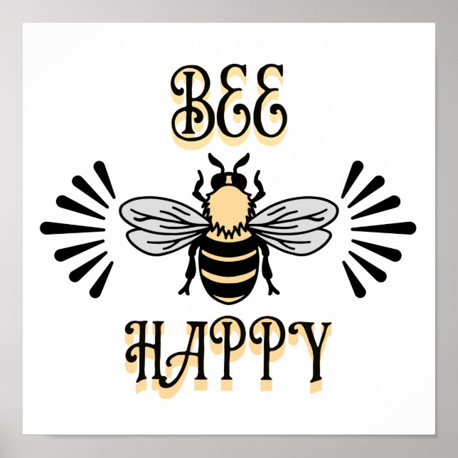 Affiche Abey Happy | Abeille de miel de style Vintage (Devant)