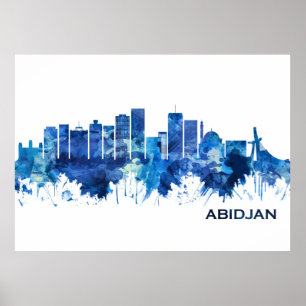 Affiche Abidjan Ivory Coast Skyline Blue