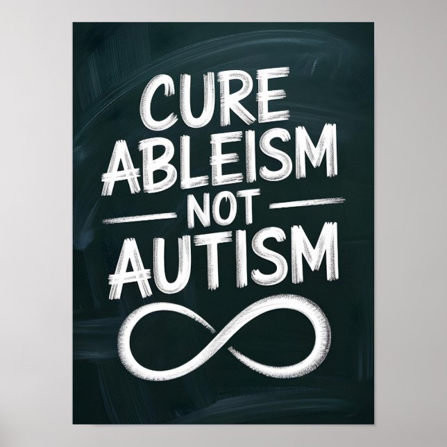 Affiche Ableisme Cure, pas autisme | Devis de style de tab (Devant)