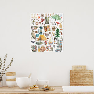Affiche Abondance d'Automne   Illustrations aquarelles rus