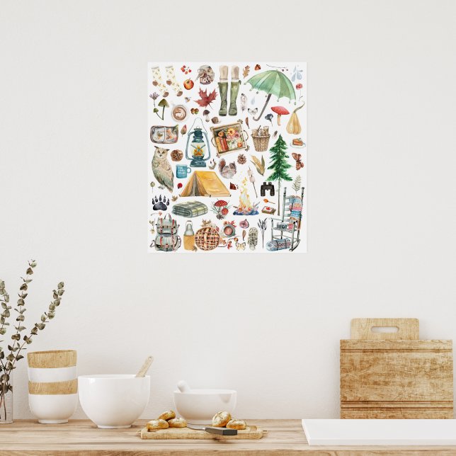 Affiche Abondance d'automne | Illustrations Rustiques de a (Cuisine)