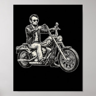 Affiche Abraham Abe Lincoln moto américain Biker Usa
