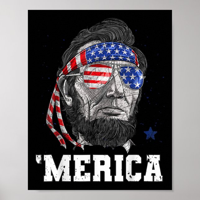 Affiche Abraham Lincoln 4 juillet Merica Hommes Femmes Amé (Devant)