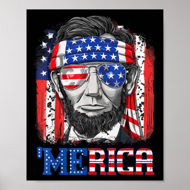 Affiche Abraham Lincoln 4 juillet Merica Hommes Femmes Amé (Devant)