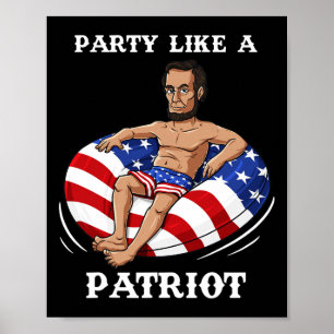Affiche Abraham Lincoln 4 juillet USA Patriot Fun