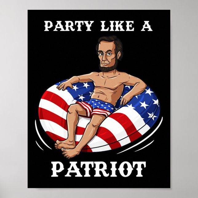 Affiche Abraham Lincoln 4 juillet USA Patriot Fun  (Devant)