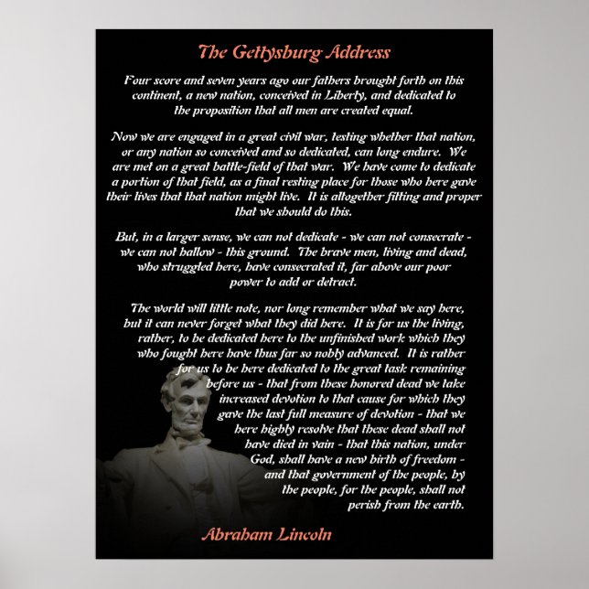 Affiche Abraham Lincoln - Adresse Gettysburg (Devant)