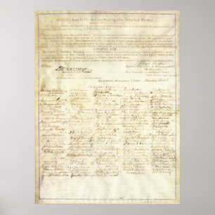 Affiche Abraham Lincoln Approbation Signature 13e Amendeme