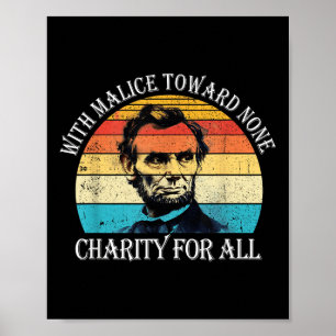 Affiche Abraham Lincoln avec charité pour tous le 4 juille