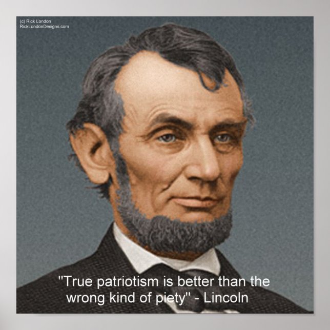 Affiche Abraham Lincoln & Citation patriotique (Devant)