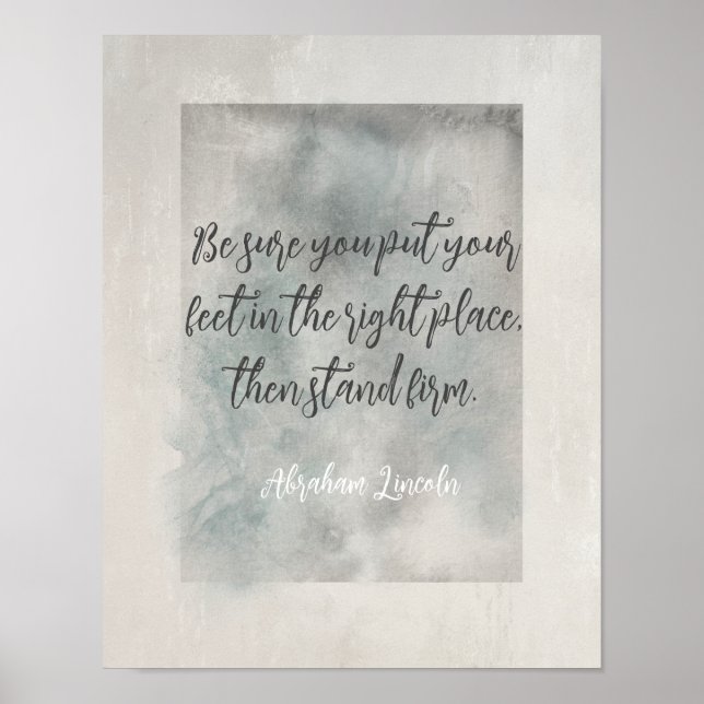 Affiche Abraham Lincoln citation stand ferme gris vintage (Devant)