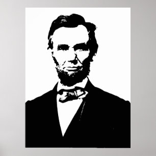 Affiche Abraham Lincoln, dessin vectoriel noir et blanc
