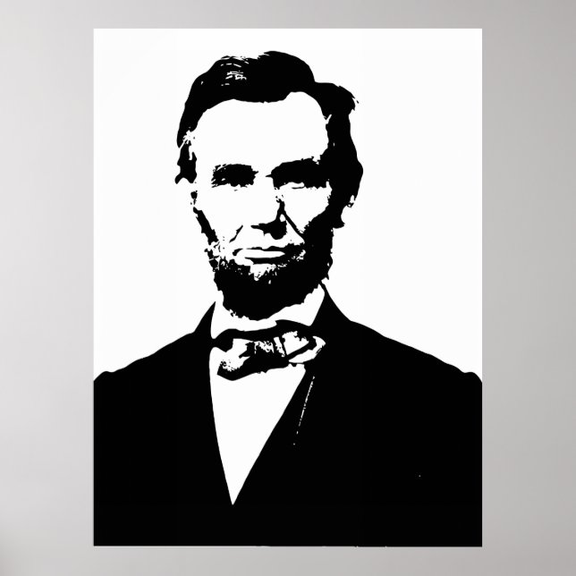 Affiche Abraham Lincoln, dessin vectoriel noir et blanc (Devant)